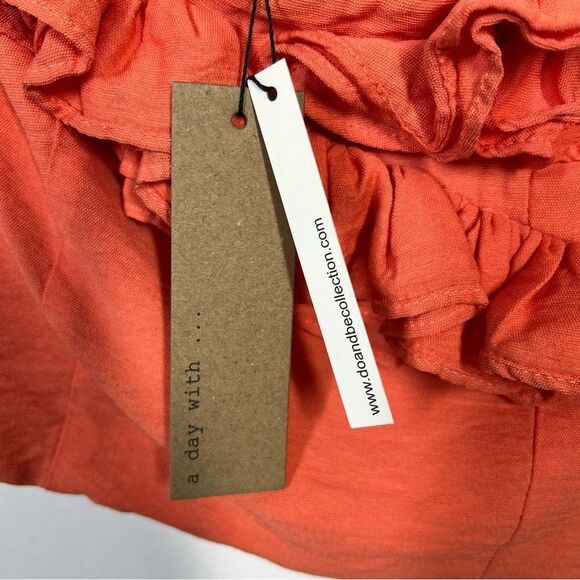 DO+BE Women's Size Medium NWT Orange Ruffle Smocked Cropped Off Shoulder Top - Picture 7 of 10